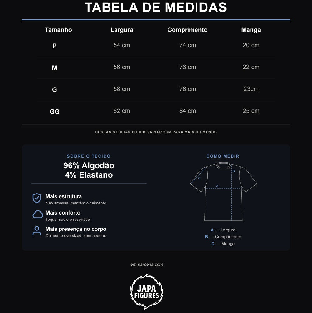 Camiseta Oversized – One Piece – Akuma no Mi – Japa Figures x Nekuro